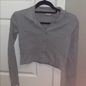 John Galt/ Brandy Melville cropped grey button top